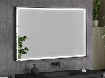 Mia-3 spejl med antidug, lysstyring & matsort ramme 120x80 cm